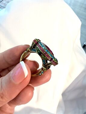 Heidi Daus "Armed with Charm" Crystal East/West Ring